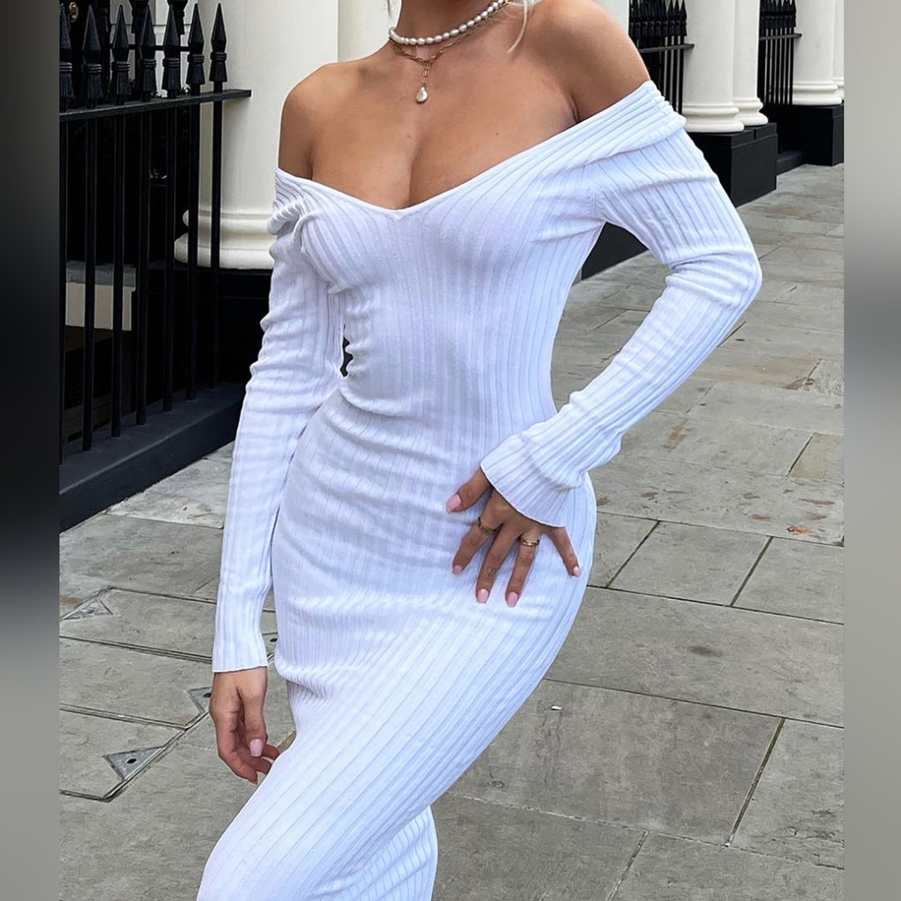 White Midi Sweater Dress